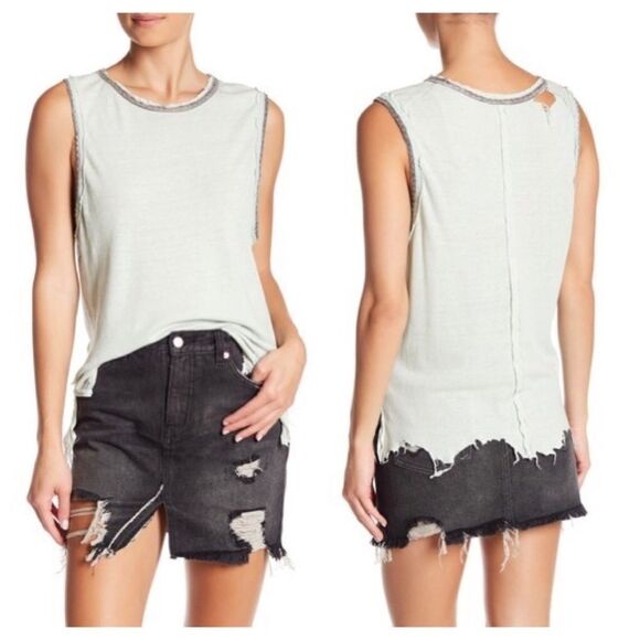 Free People Vintage Ringer Muscle Tank Top Sz Sm - Picture 1 of 8